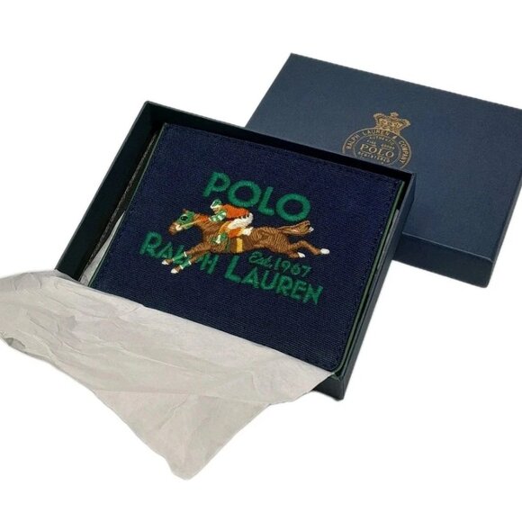 POLO by Ralph Lauren Men's Polo Player Embroidered Card Case Navy & Hunter Green